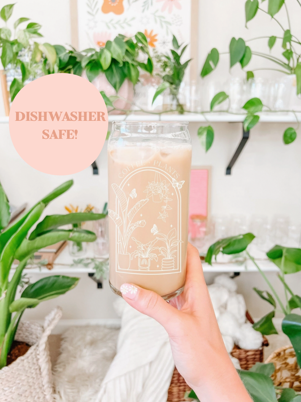 20oz Coffee + Plants Iced Coffee Beer Can Glass