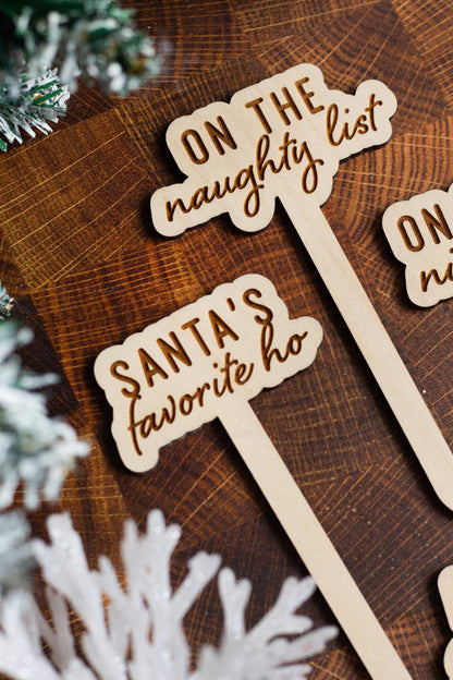 Funny Christmas Wooden Plant Markers